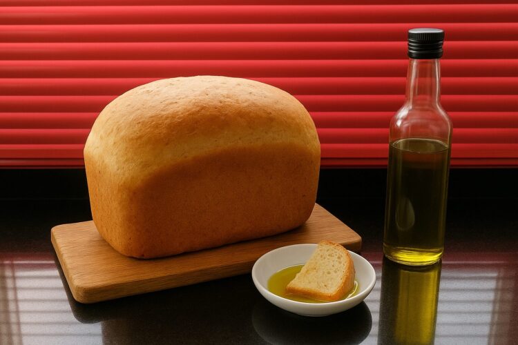 Pan casero con aceite de oliva español hecho en panificadora Silvercrest